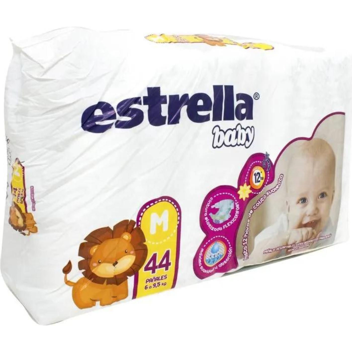 Pañales Estrella Baby Caricias De Algodón M (6 a 9.5 kg). 44 Unidades