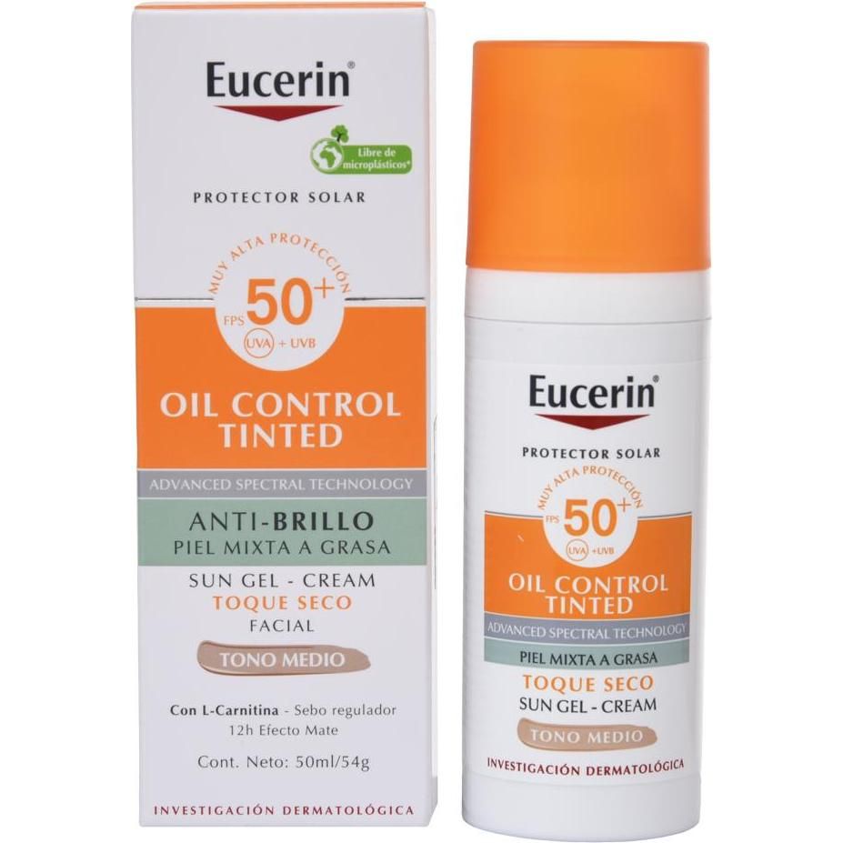 Eucerin Sun Gel Crema Facial Toque Seco Tono Medio Spf50+ 1un