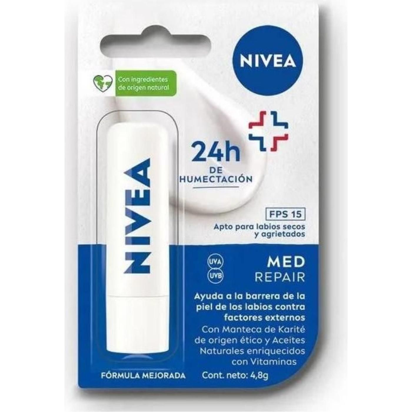 Protector labial humectante NIVEA Med Repair FPS 20 1u