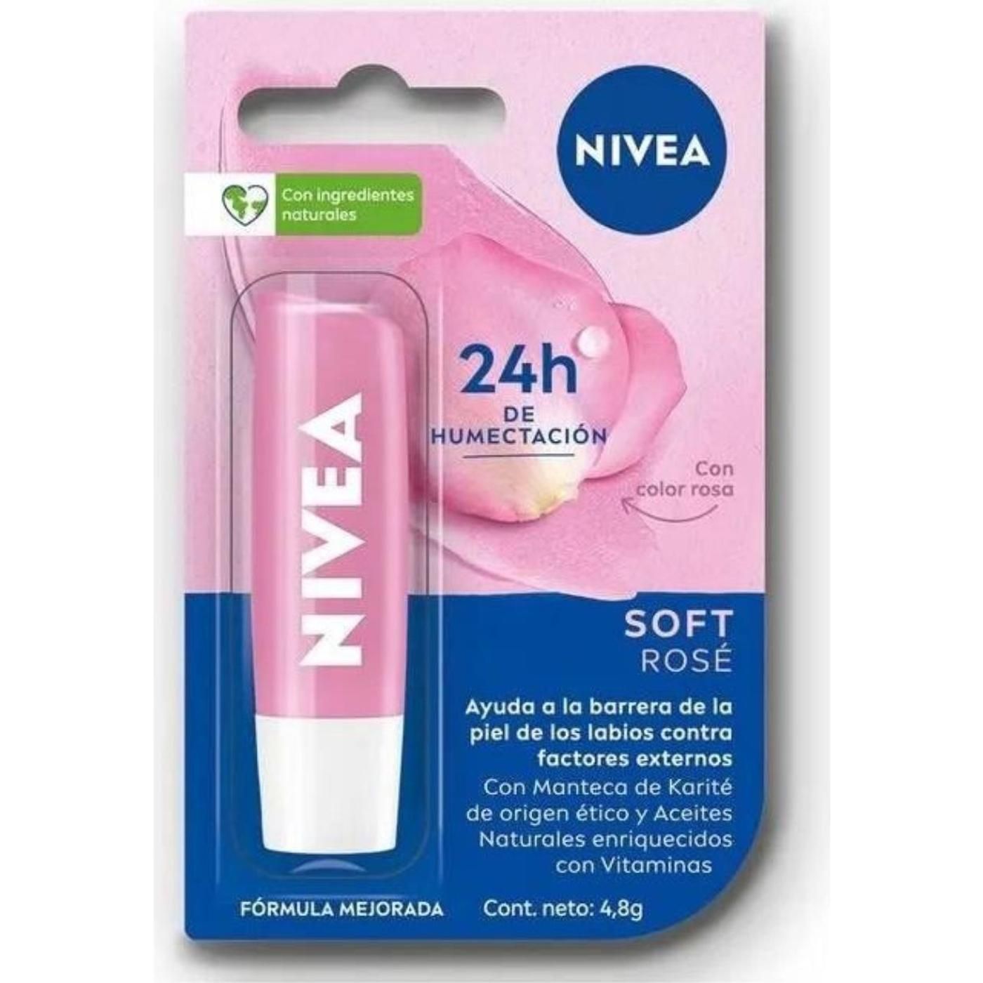 Protector Labial Nivea Soft Rose 1 Unidad