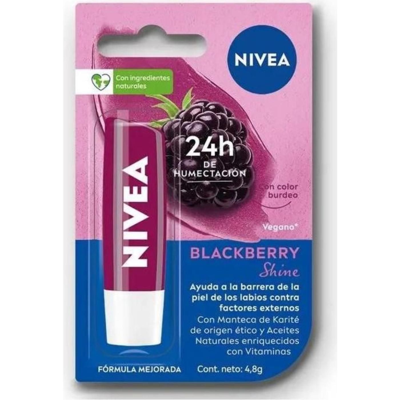 Protector Labial Nivea Blackberry Shine 1 Unidad