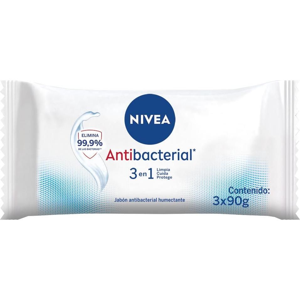 Jabón Nivea Antibacterial 3 En 1 3 x 90 g