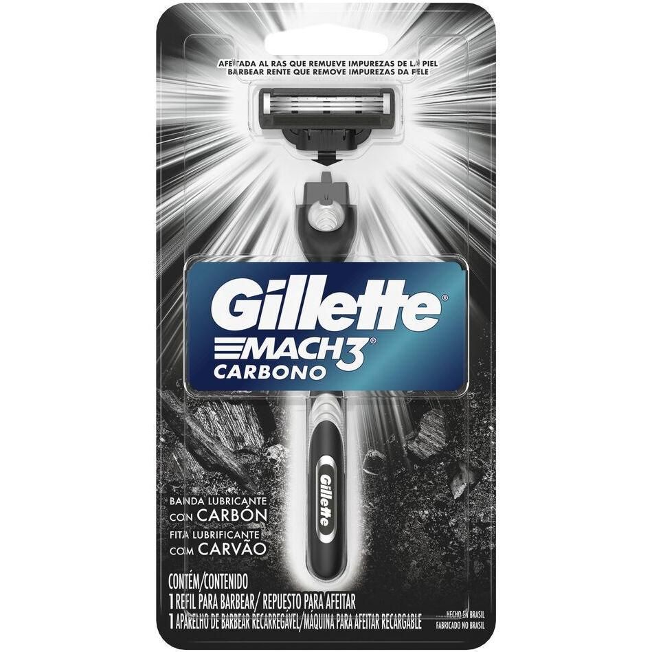 Máquina De Afeitar Gillette Mach3 Carbono 1 Unidad