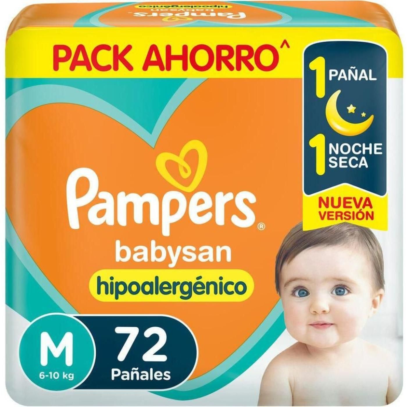 Pañales Talle M Pampers Babysan 72 Unidades