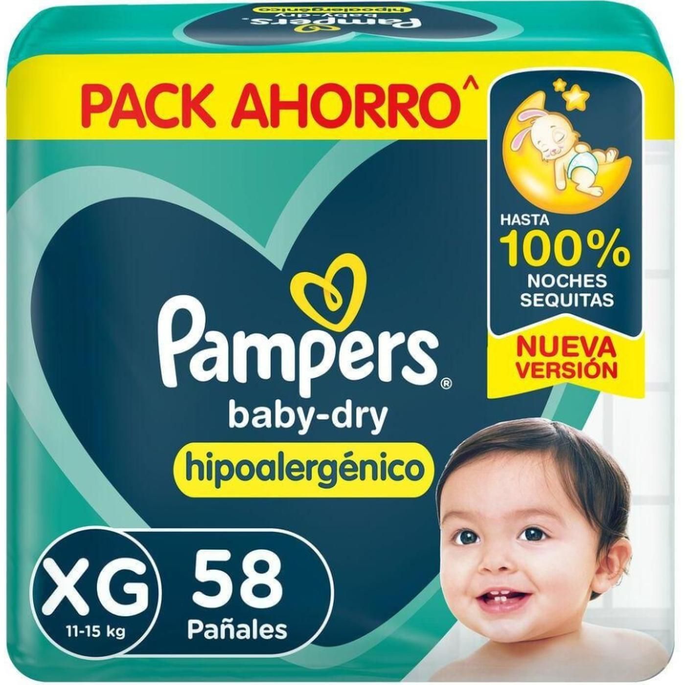 Pañales Pampers Babydry Talle XG 58 Unidades