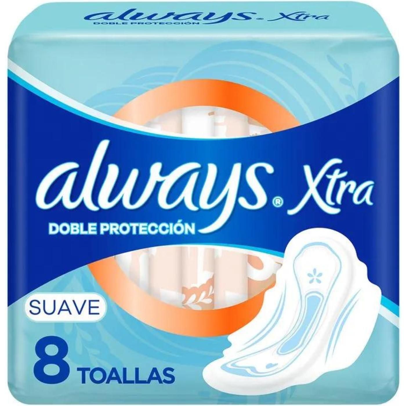 Toallas Femeninas Always Xtra Doble Protección Suave 8 Unidades