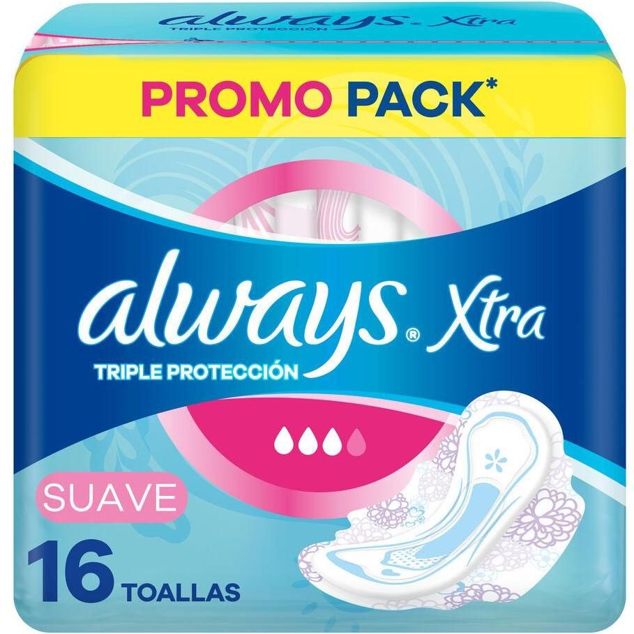Toalla Femenina Always Xtra Triple Protección Suave 16 Unidades