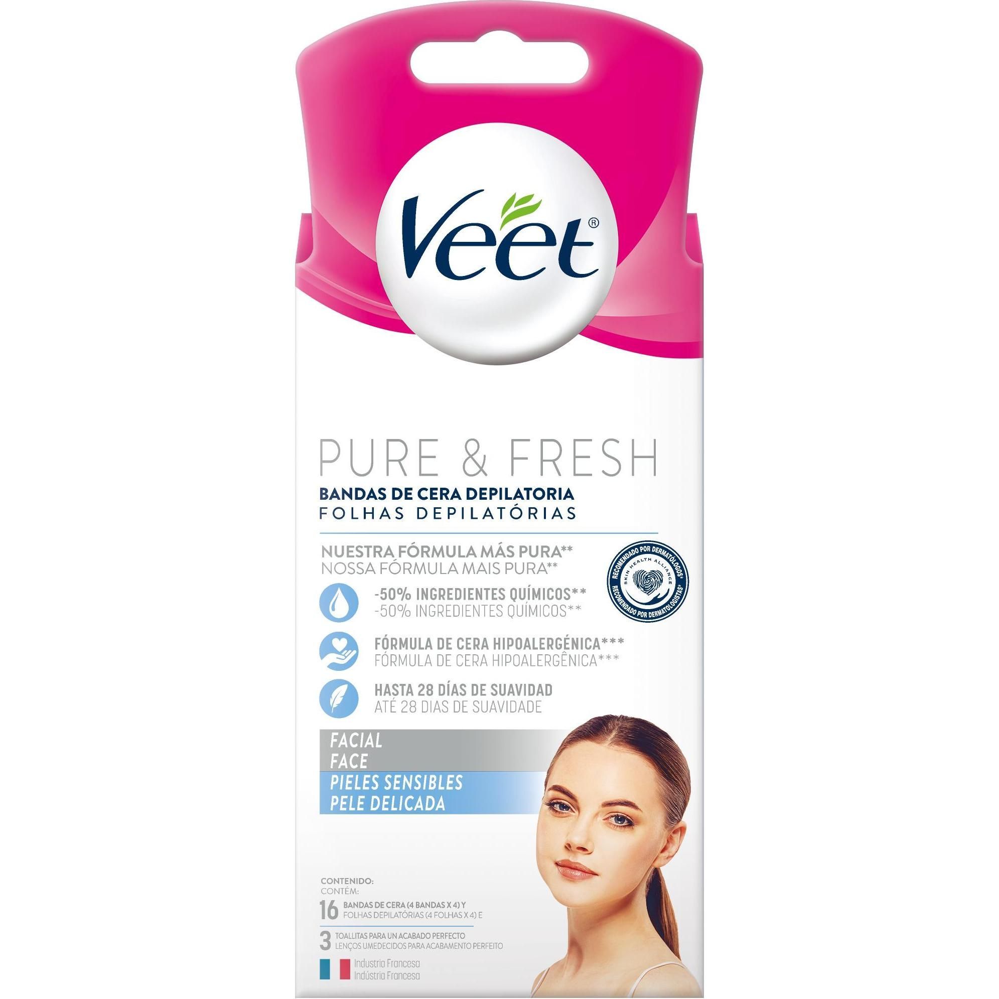 Bandas Depilatorias Facial Veet Piel Sensible 16 Unidades