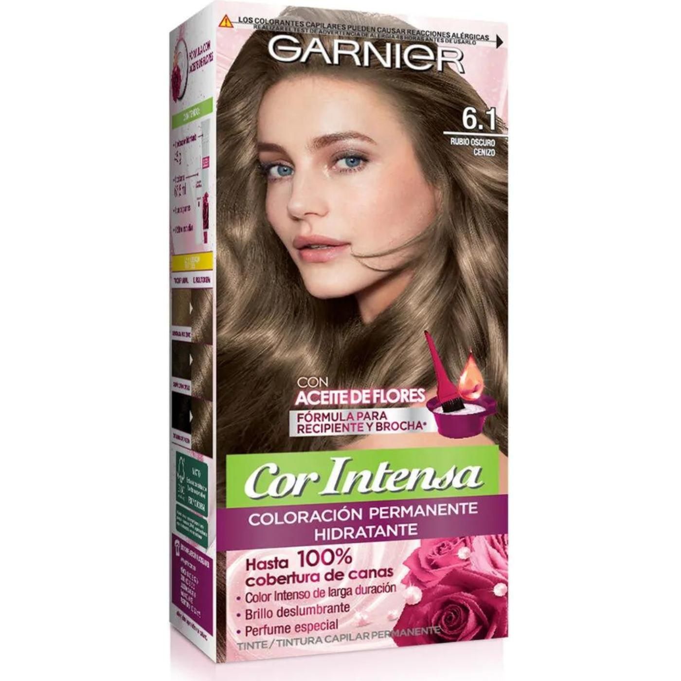 Tintura Permanente Garnier Cor Intensa Hidratante 6.1 Rubio Oscuro Cenizo