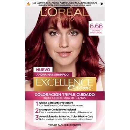 Tinte L'Oreal Paris Permanente N 6.66 Excellence Rojizo Profundo 1 Unidad