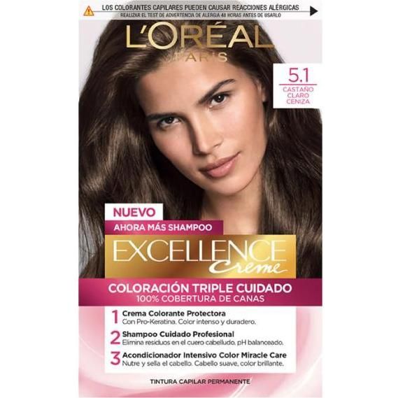 Color Permanente Excellence L'Oreal Paris 5.1 Castaño Claro Ceniza 1 Unidad