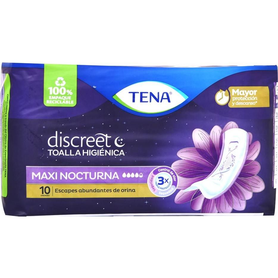 Toalla Higiénica Tena Discreet Maxi Night 10 Unidades