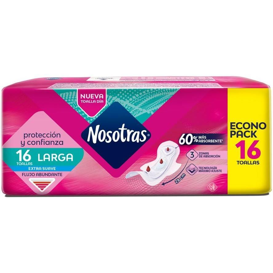 Toallas Largas Nosotras Tela Extra Suave 16 Unidades