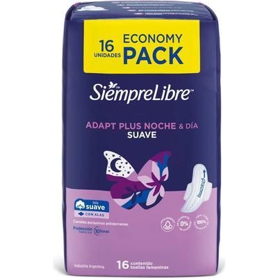 Toallitas Femeninas Siempre Libre Adapt Plus Noche Y Día 16 Unidades