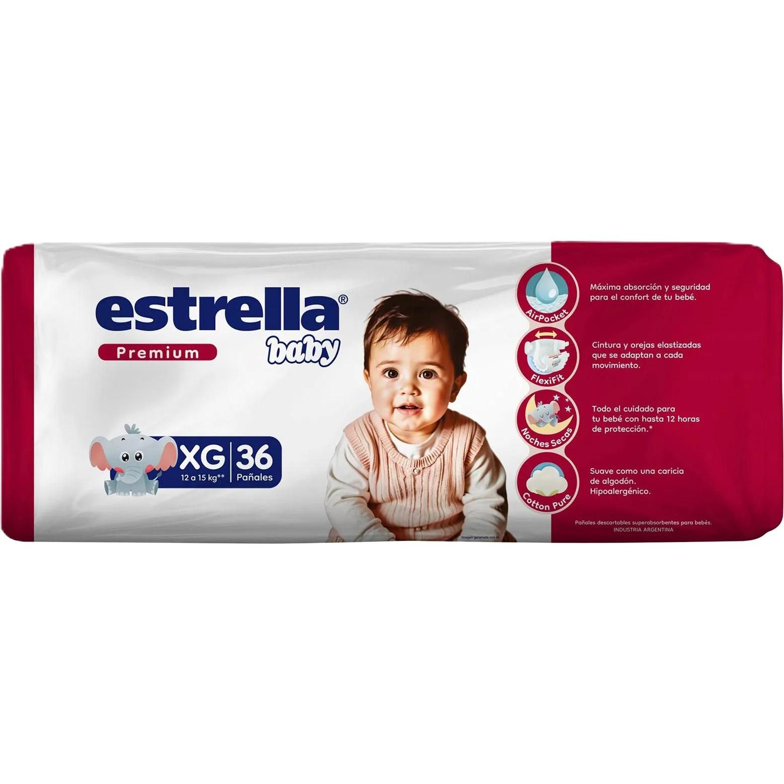 Pañal Estrella Baby Talle Xg Premium 36 Unidades