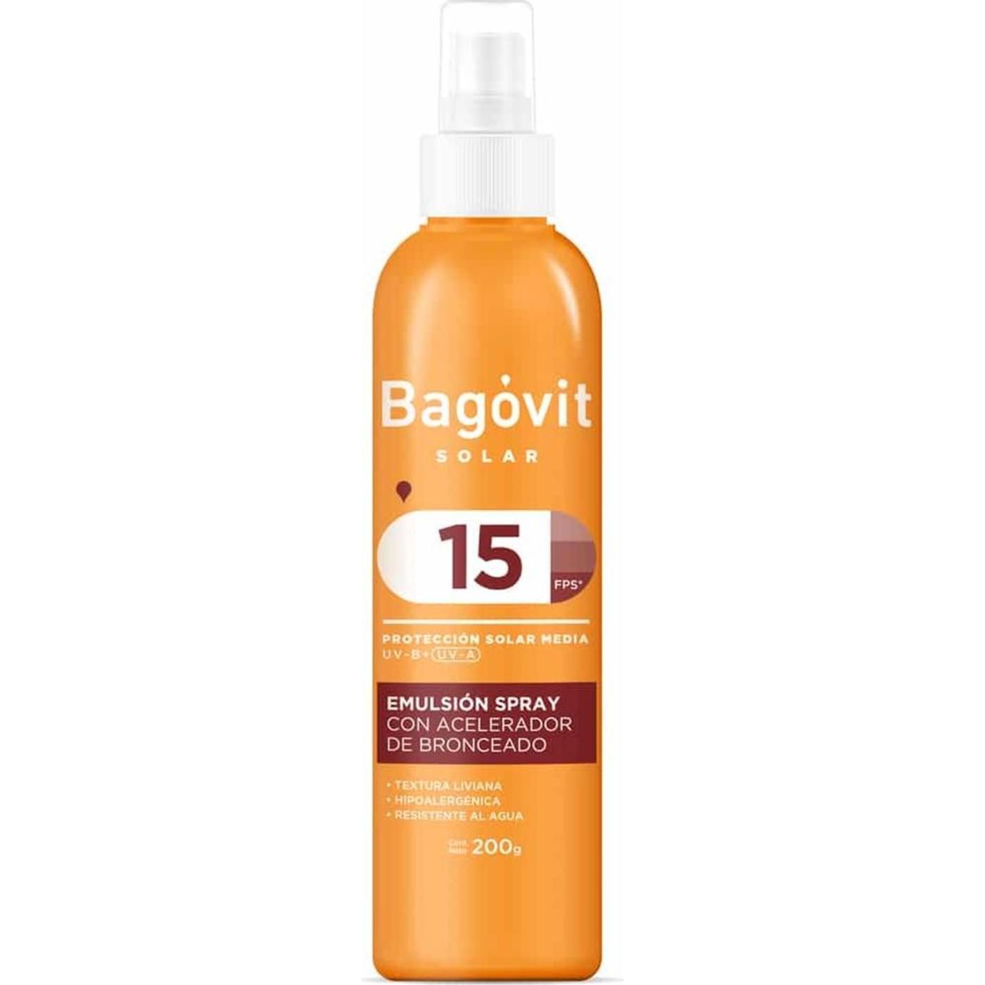 Protector solar Bagóvit Solar Acelerador de Bronceado FPS 15 200 g