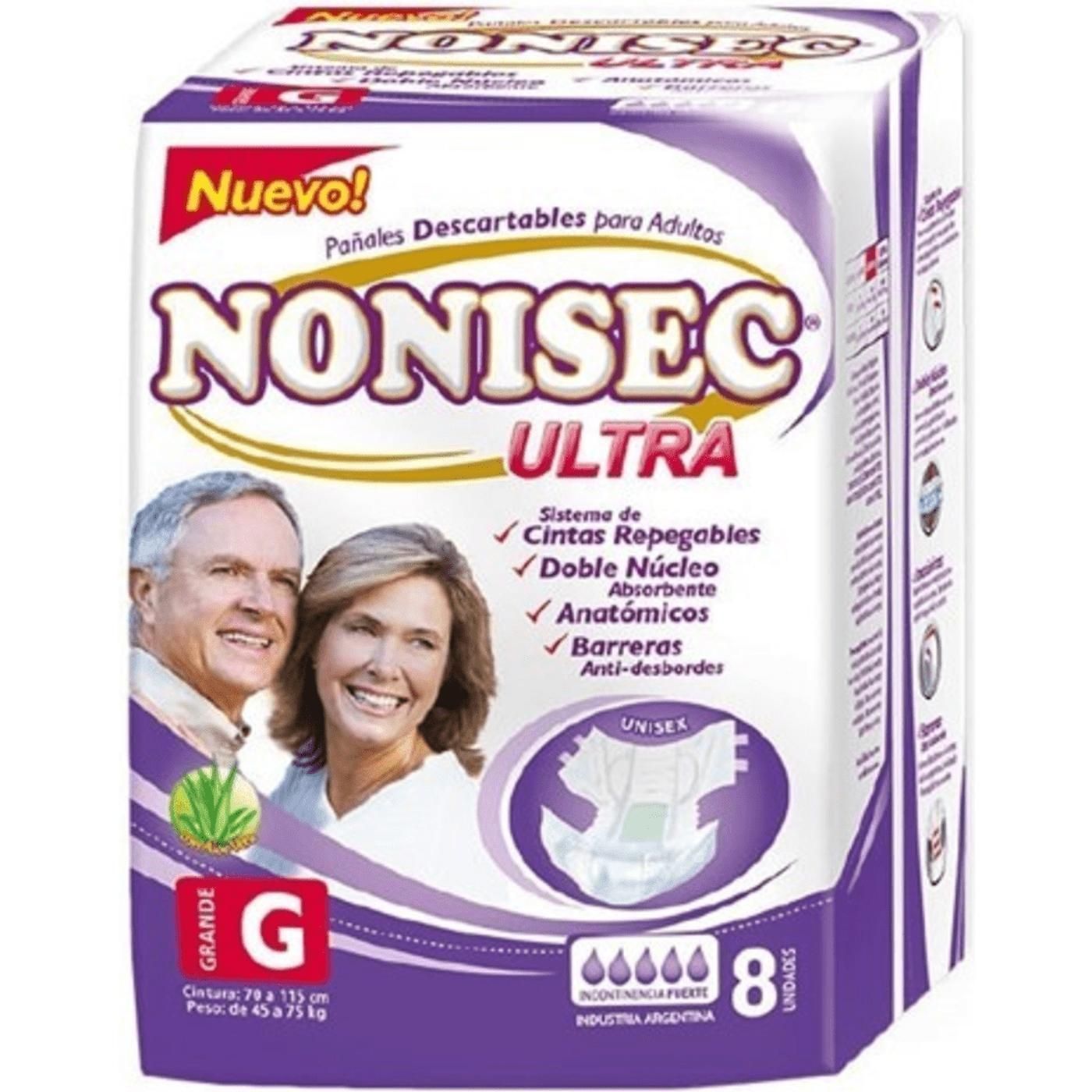 Pañal Adulto Nonisec Talle G Ultra Elastizado 8 Unidades
