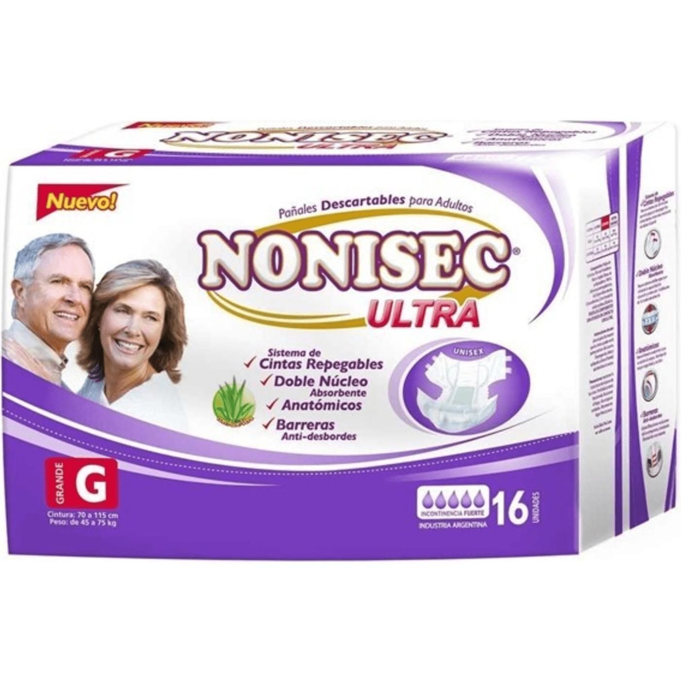 Pañal De Adulto Nonisec Anatomico Elastizado Ultra Talle G 16 Unidades
