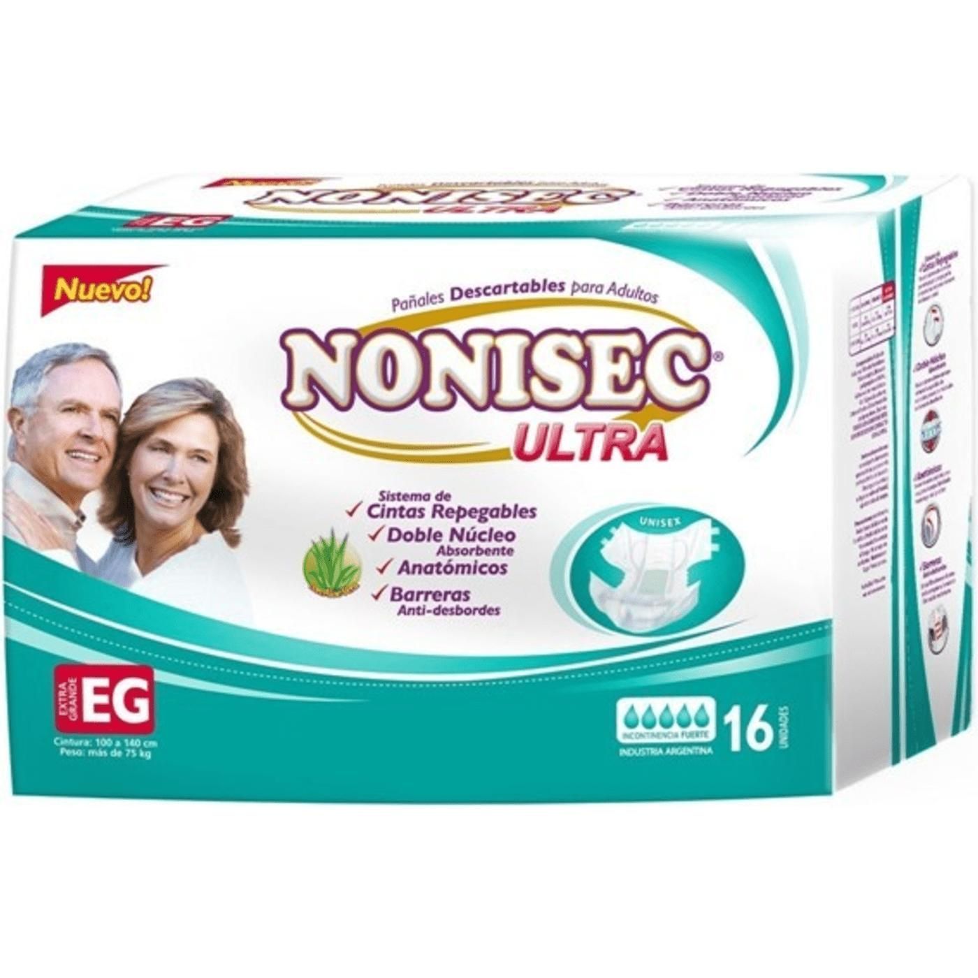 Pañal De Adulto Nonisec Anatomico Elastizado Ultra Talle EG 16 Unidades
