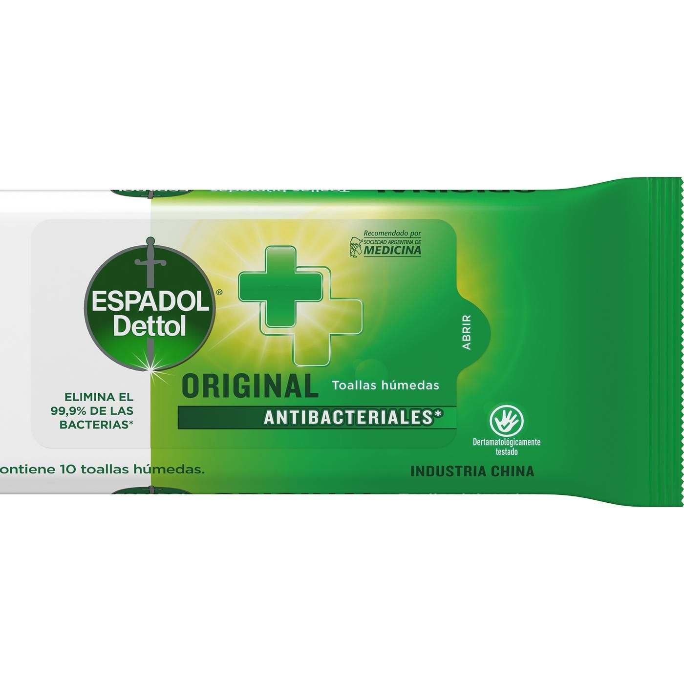 Toallitas Húmedas Antibacteriales Espadol Dettol 10 Unidades
