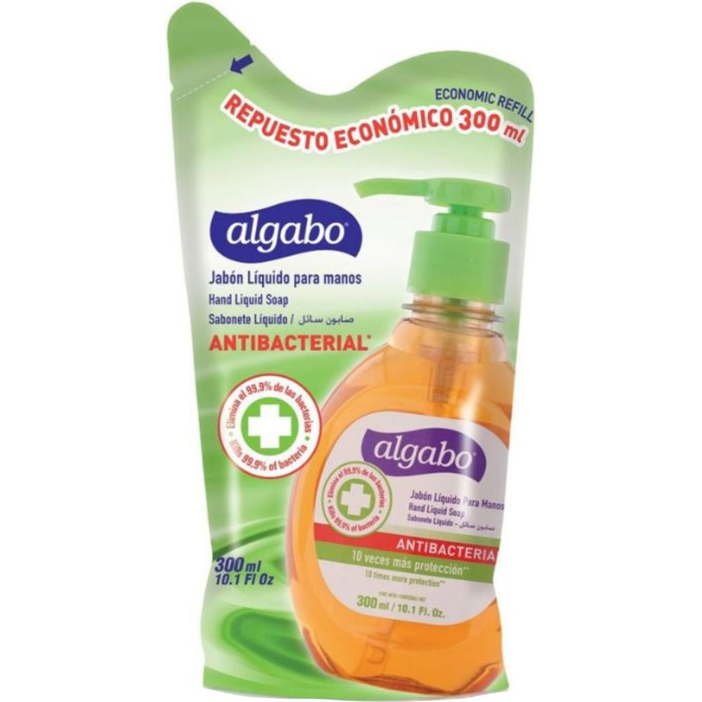 Jabón Líquido Algabo Antibacterial Repuesto 300 ml