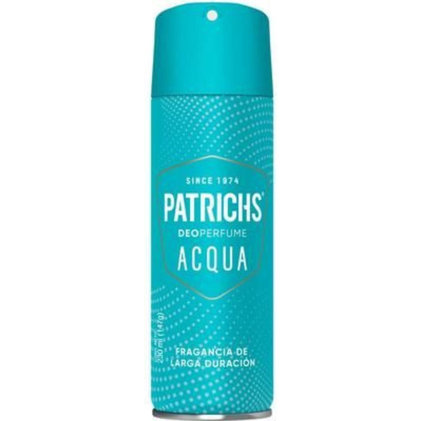 Desodorante Patrichs En Aerosol Acqua 230 ml