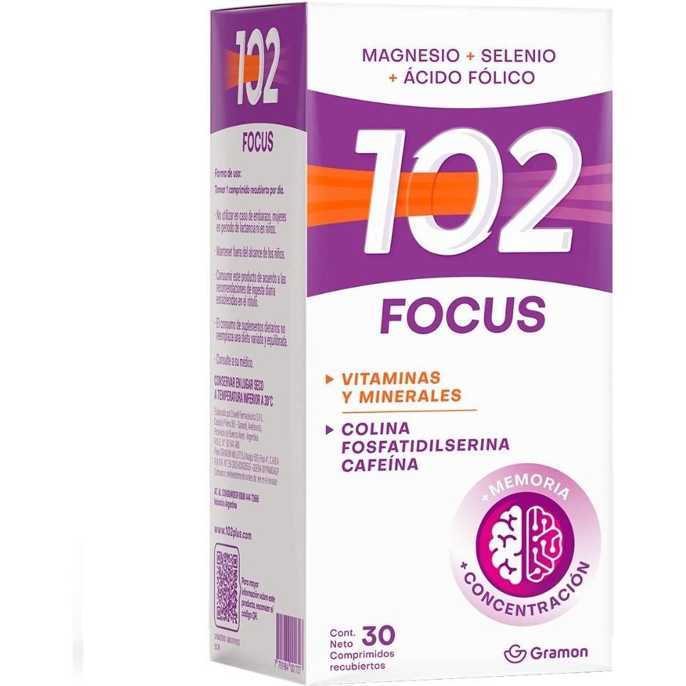 Suplemento Dietario Gramon 102 Plus Focus Concentración 30 Unidades