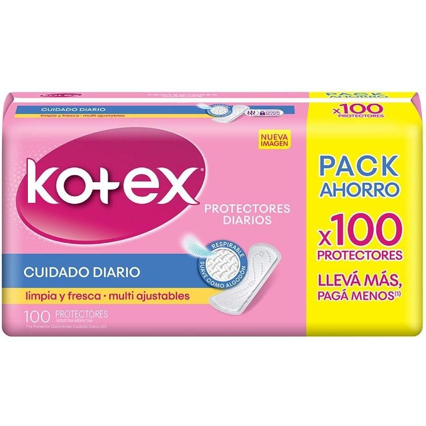 Protectores Diarios Kotex Multiajustable 100 Unidades