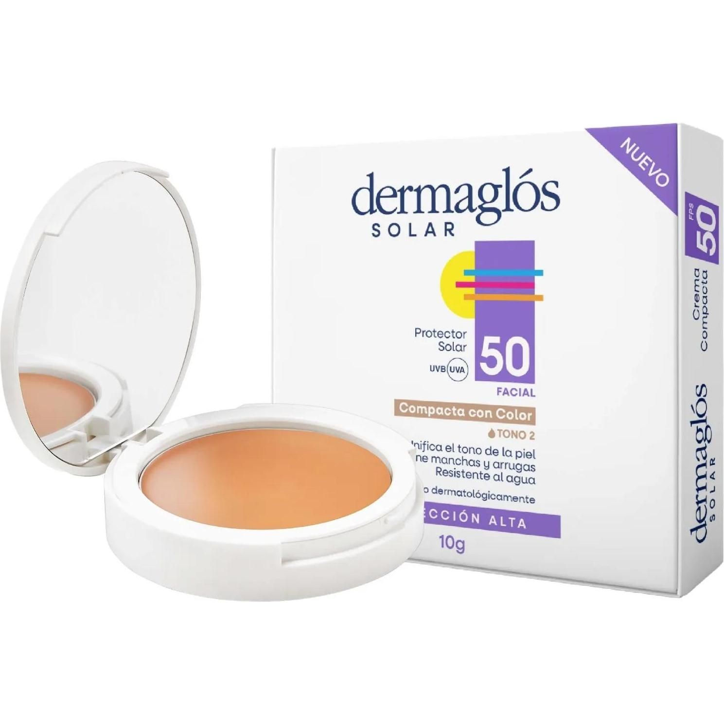 Protector Solar Facial Dermaglós Solar FPS 50 Base Tono 2 10 g