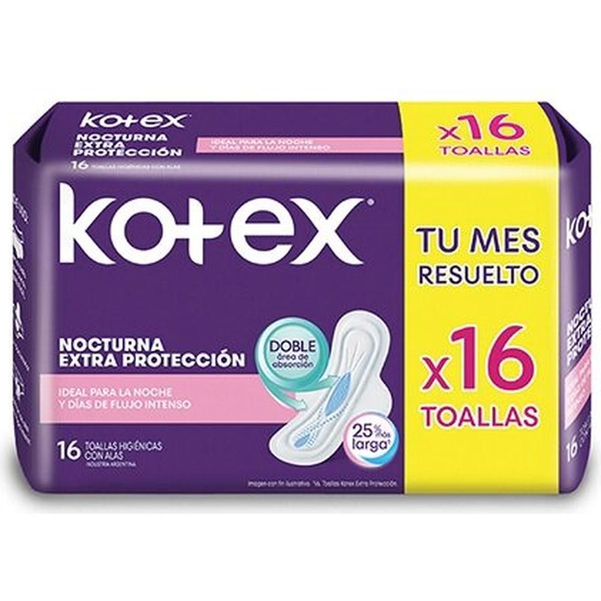 Toallitas Femeninas Norcturna Kotex 16 Unidades