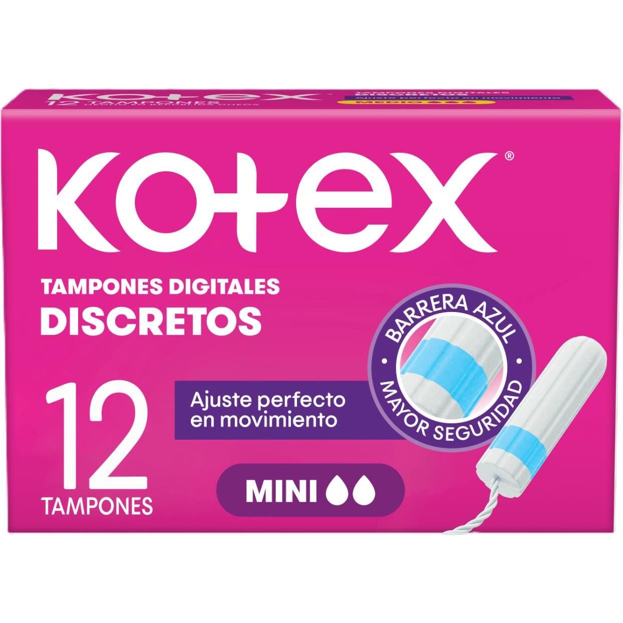 Tampones Kotex Digitales Mini 12 Unidades
