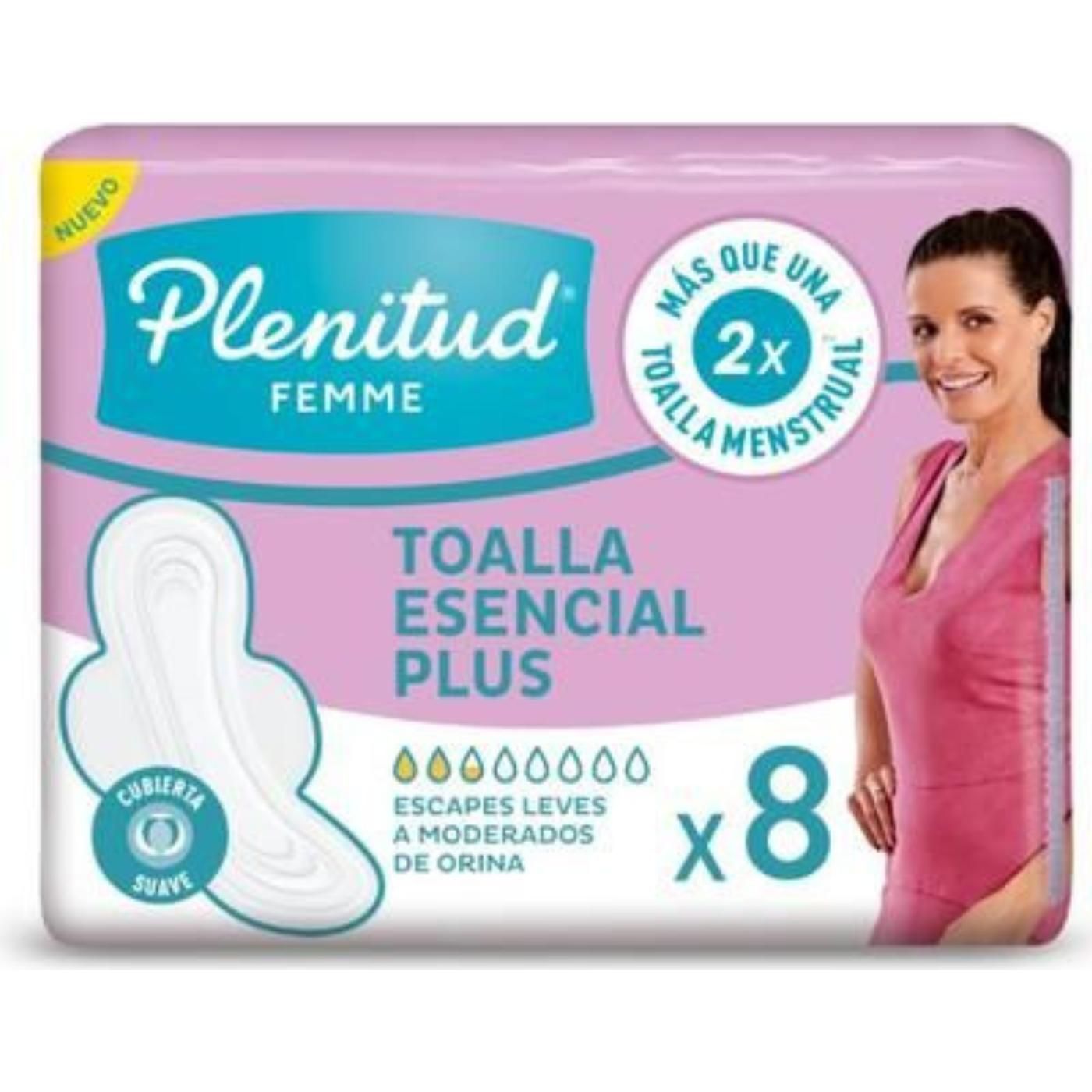 Toallitas Femeninas Plenitud Esencial Plus 8 Unidades