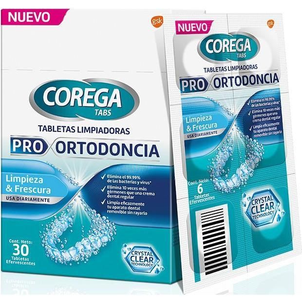 Corega Tabs Pro Ortodoncia X 30 Tabletas Limpiadoras