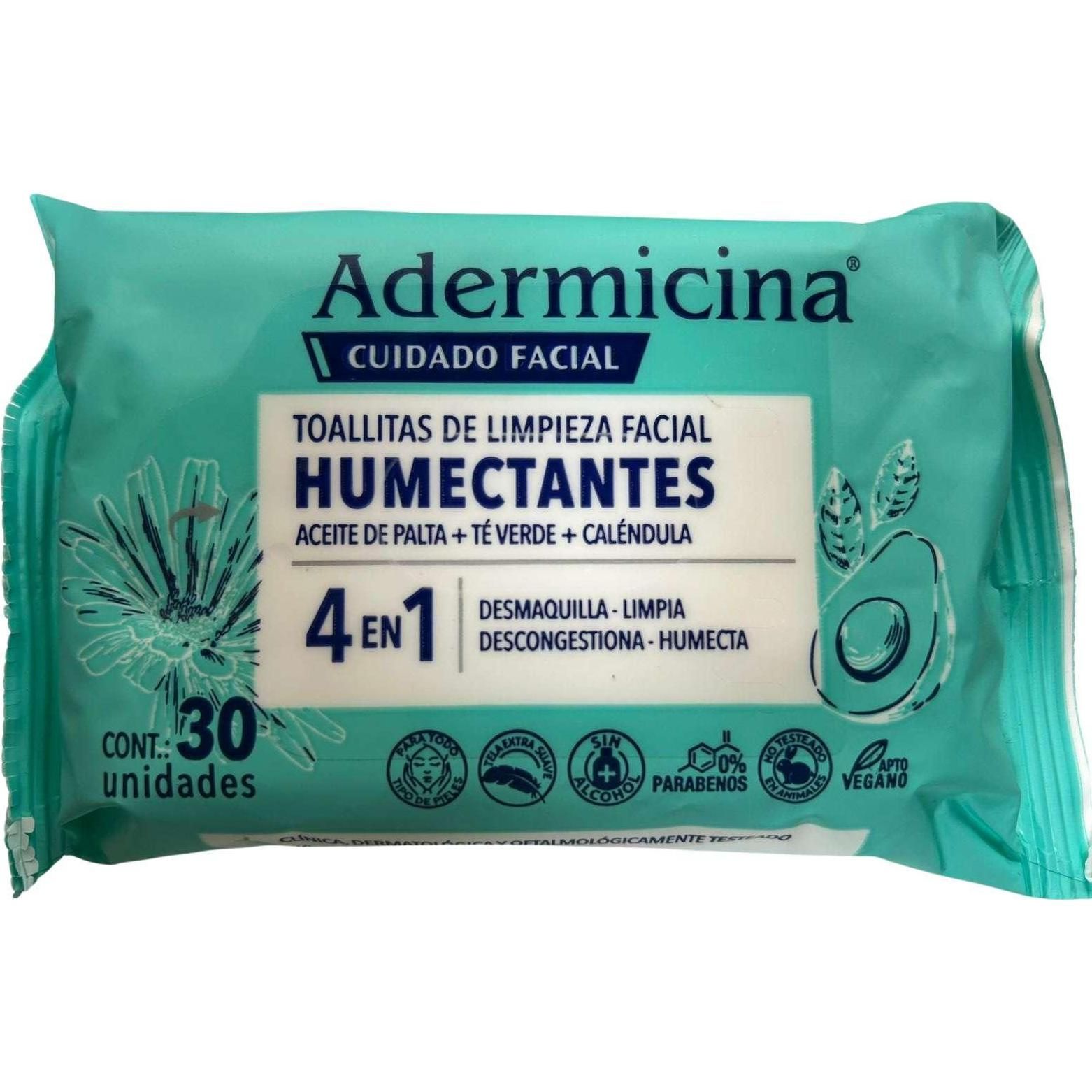 Toallitas Humectantes Adremicina Limieza Facial 4 EN 1 30 Unidades