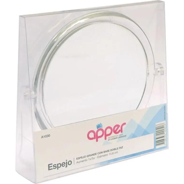 Espejo Apper Grande Con Base Doble Faz 1 Unidad