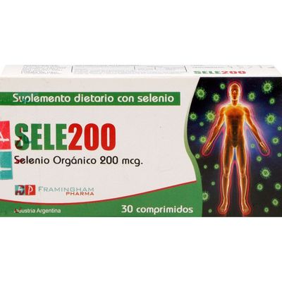 Sele200, Suplemento Dietario en comprimidos con Selenio Orgánico x 30 Unidades