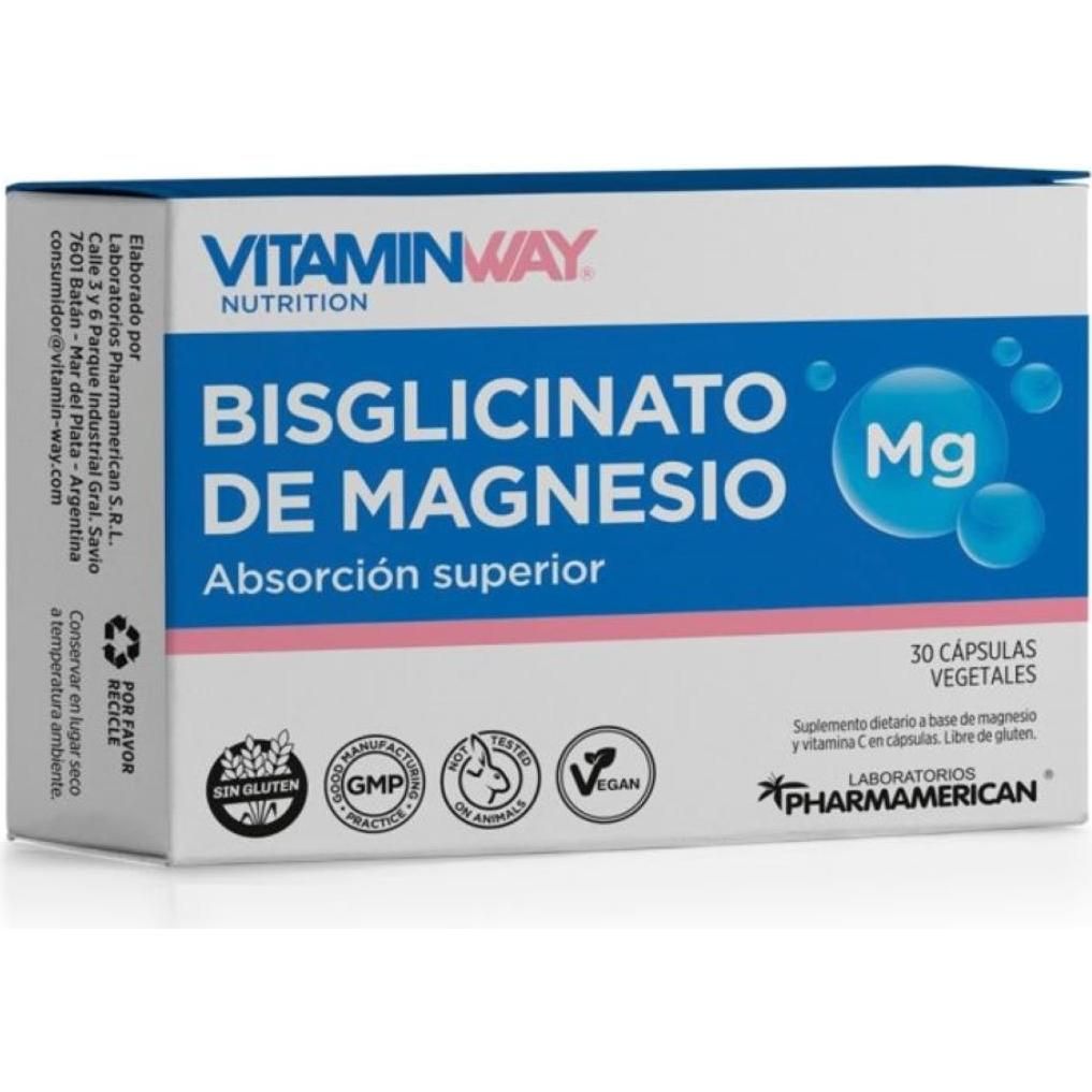 Bisglicnato De Magnesio Vitamin Way Pharmamerican 30 Unidades