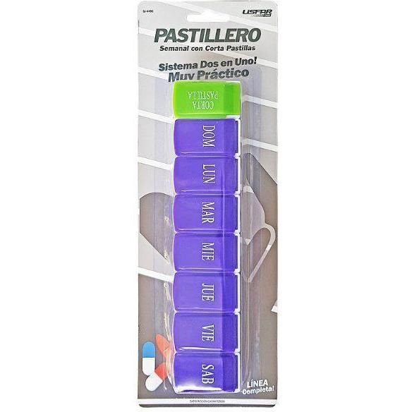 Pastillero Lisfar Semanal Con Corta pastillas 1 Unidad