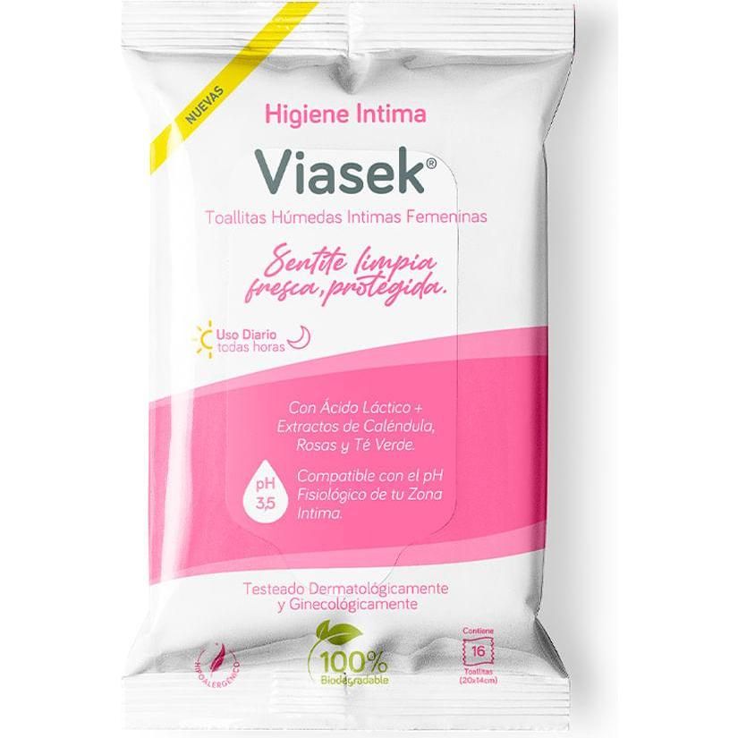 Toallitas Humedas Viasek Íntimas Femeninas 16 Unidades