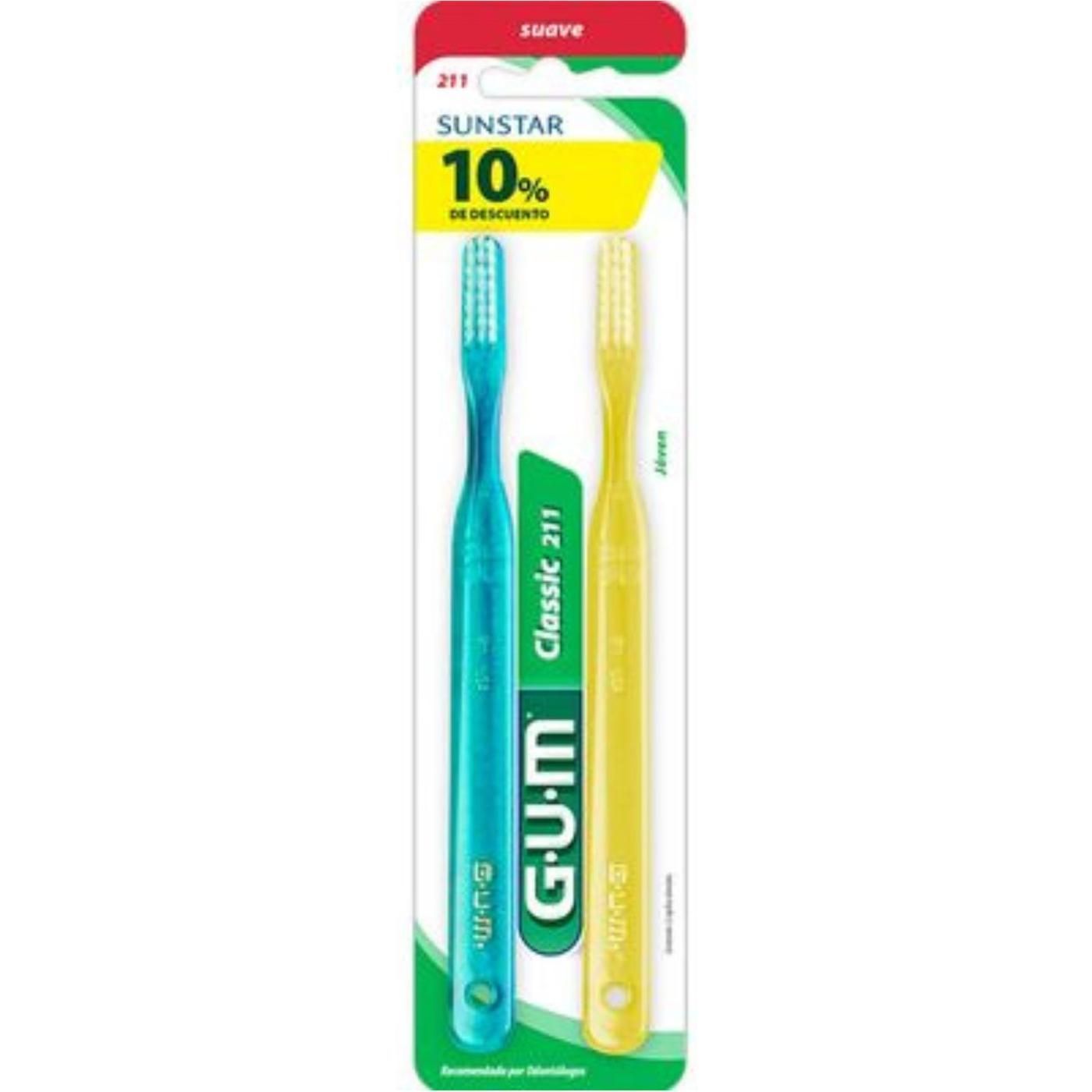 Cepillo Gum Dental Classic Suave 211 2 Unidades
