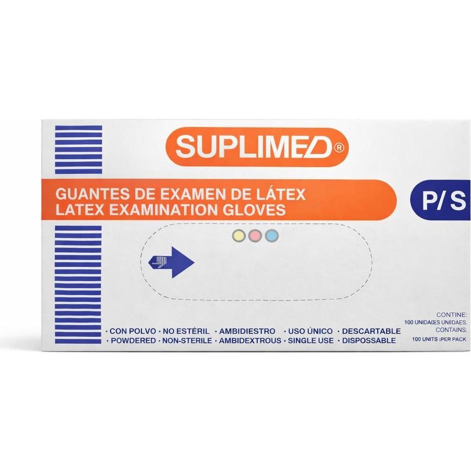 Guantes De Examen De Latex Suplimed Pequeños 100 Unidades