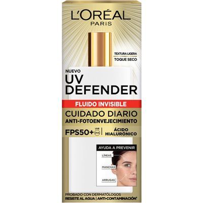 Protector Solar L'Oreal Paris Diario FPS 50+ UV Defender Fluido Invisible 40 g