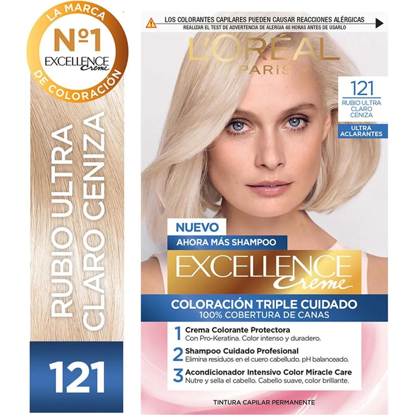 Color Permanente Excellence N 121 Excellence Rubio Ultra Ceniza 1 Unidad